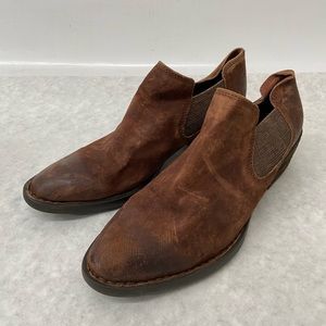 Born Dallia Leather Pull-On Booties - Rust - Size 8.5